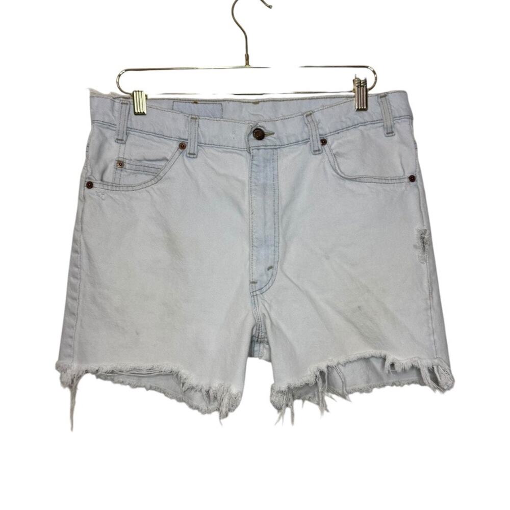Vintage Levi 505 Jean Shorts Women 10/36 Light Blue Wash Denim Boho Festival